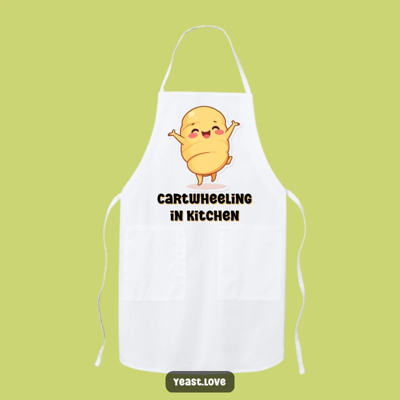 Funny Croissant Cartwheel Apron: Cook with Pastry Flair and Humor