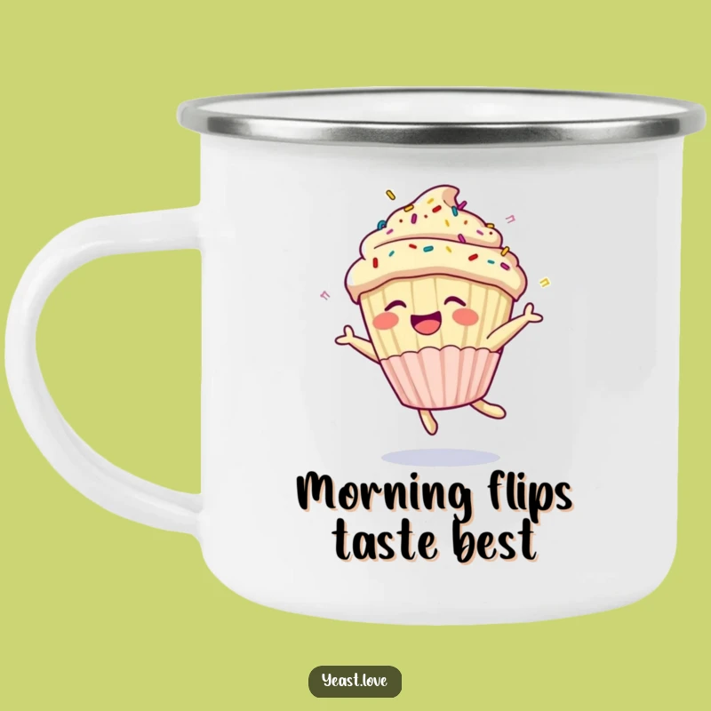 Funny Cupcake Somesault Camping Mug: Enjoy Hot Drinks with Hilarious Dessert Cheer