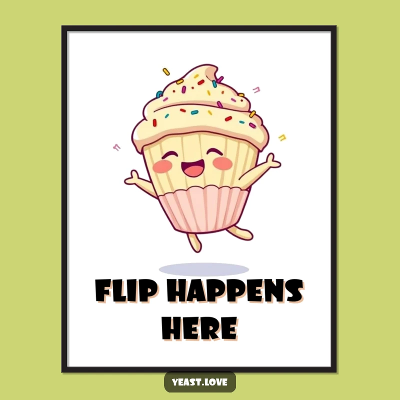 Funny Cupcake Somesault Digital Art: Instant Hilarious Dessert Decor Download