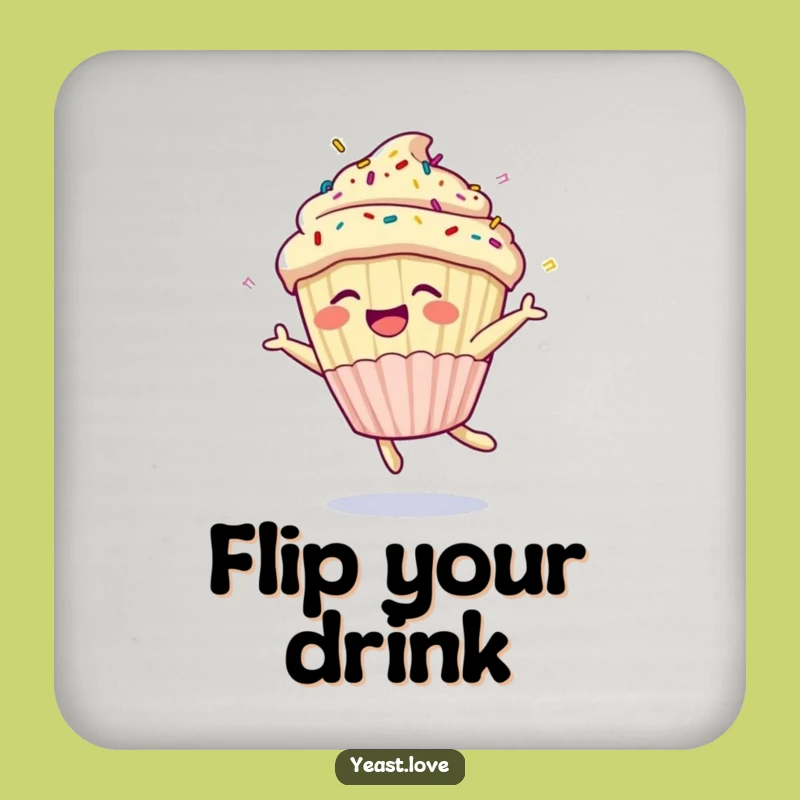 Funny Cupcake Somesault Drink Coaster: Protect Surfaces with Hilarious Dessert Style
