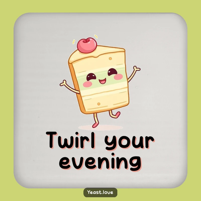 Funny Cake Slice Twirl Drink Coaster: Protect Surfaces with Sweet Style