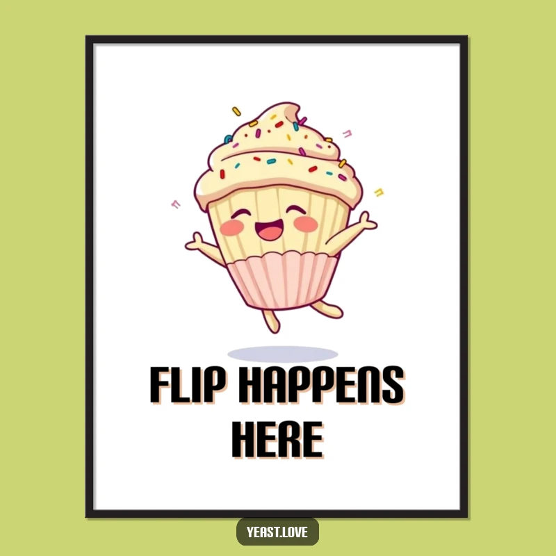 Funny Cupcake Somesault Poster: Bring Hilarious Dessert Art to Your Walls