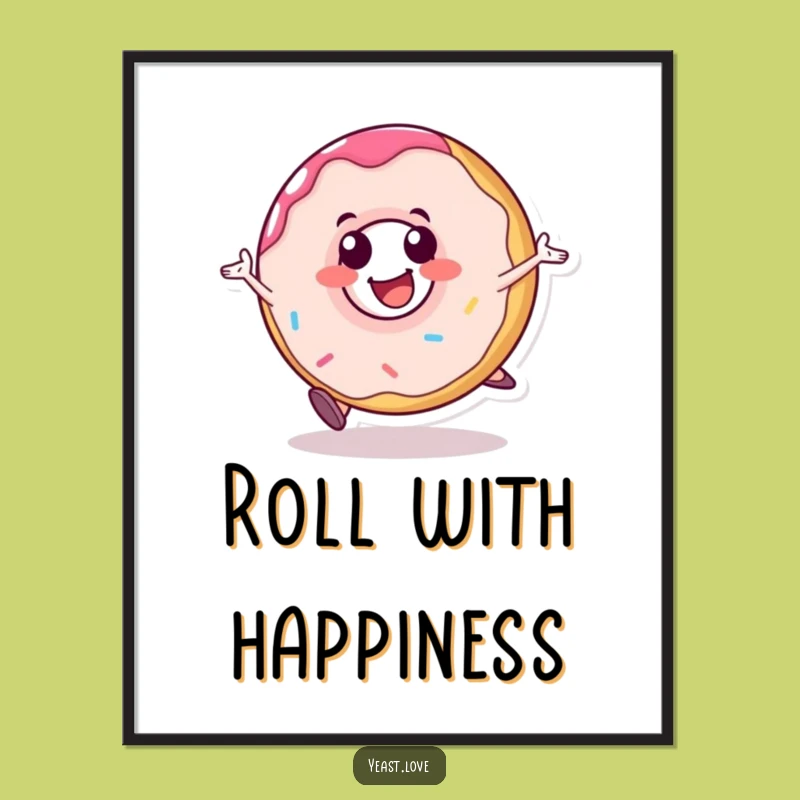 Funny Donut Roll Poster: Decorate with Sweet Joyful Art