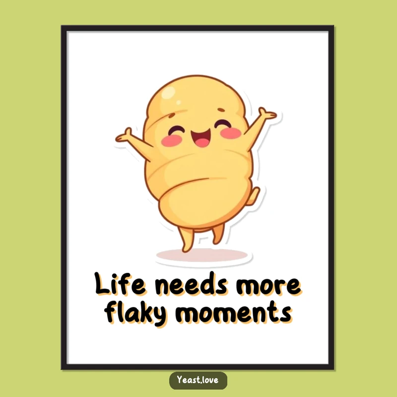 Free Printable Funny Croissant Wall Art: Cartwheeling Character for Playful, Downloadable Home Decor