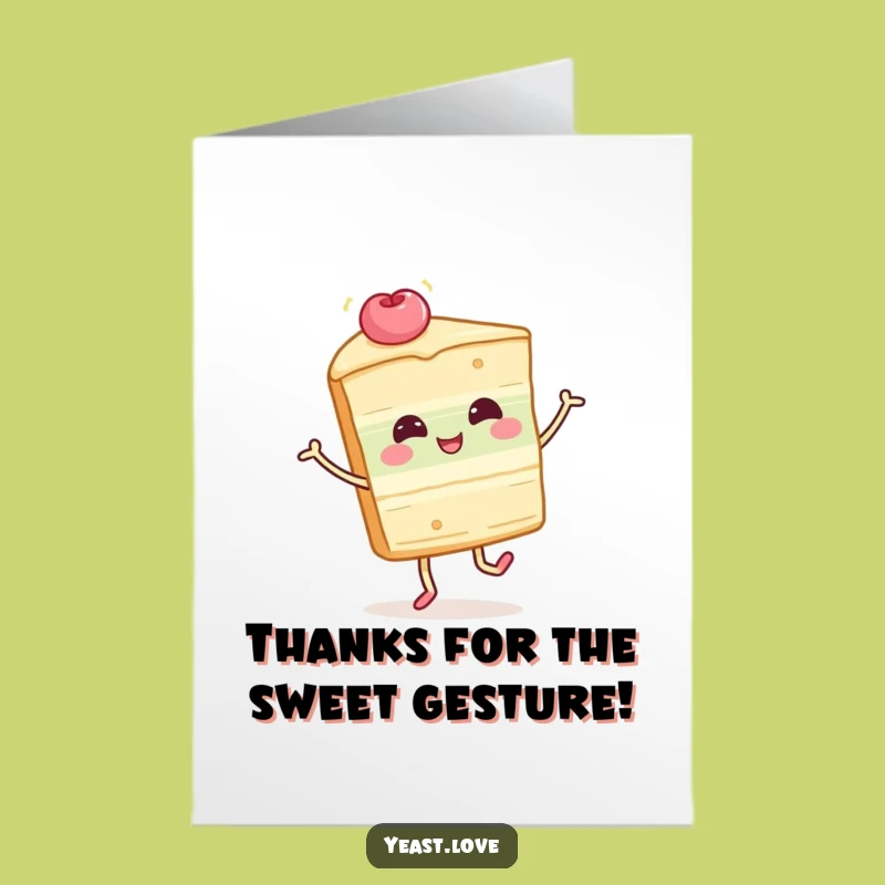 Free Printable Funny Cake Thank You Card: Twirling Slice for a Giggle-Filled Gratitude Download